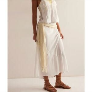Intimately Free People NWT Sweet On You Bias Half Slip Skirt Maxi Clean Ivory L